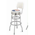 Back Double Chrome Ring Bar Stool W/ Seat Logo